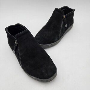 Easy Spirit Womens Senovia Ankle Boots Black Suede Leather‎ Zip 8W 405 0419 Wide